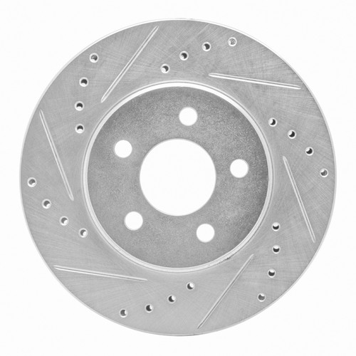 R1 86-90 Chrysler Town & Country Front Left Drilled & Slotted Silver Brake Rotor