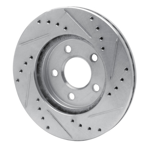 R1 86-90 Chrysler Town & Country Front Left Drilled & Slotted Silver Brake Rotor