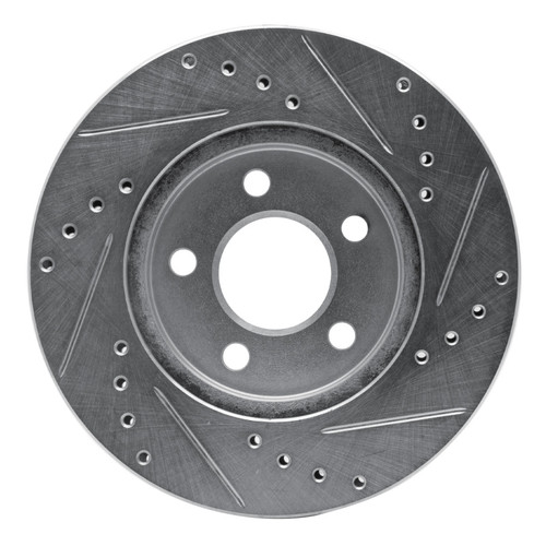 R1 86-90 Chrysler Town & Country Front Left Drilled & Slotted Silver Brake Rotor