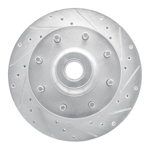 R1 78-97 Dodge B200 / B200 Van / B250 Front Right Drilled & Slotted Silver Brake Rotor