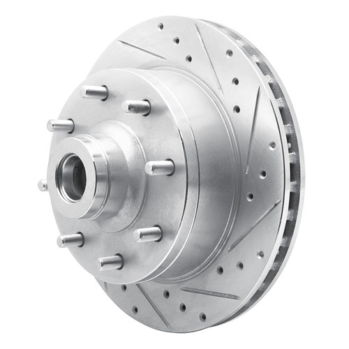 R1 78-97 Dodge B200 / B200 Van / B250 Front Right Drilled & Slotted Silver Brake Rotor