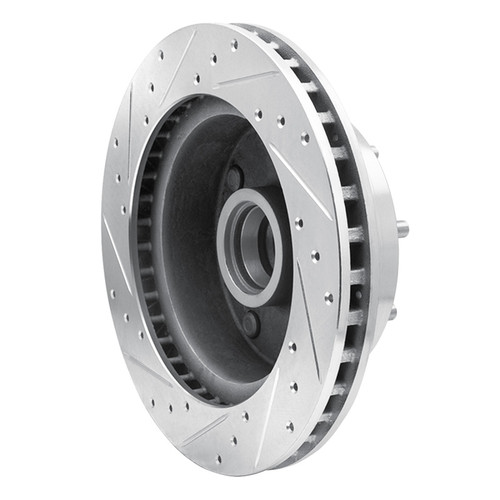 R1 78-97 Dodge B200 / B200 Van / B250 Front Right Drilled & Slotted Silver Brake Rotor