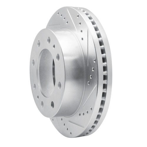 R1 71-97 Dodge CB300 Front Right Drilled & Slotted Silver Brake Rotor