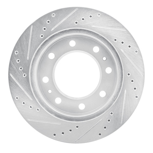 R1 71-97 Dodge CB300 Front Right Drilled & Slotted Silver Brake Rotor