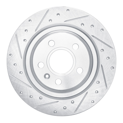 R1 19-25 Volvo XC40 Rear Left Drilled & Slotted Silver Brake Rotor