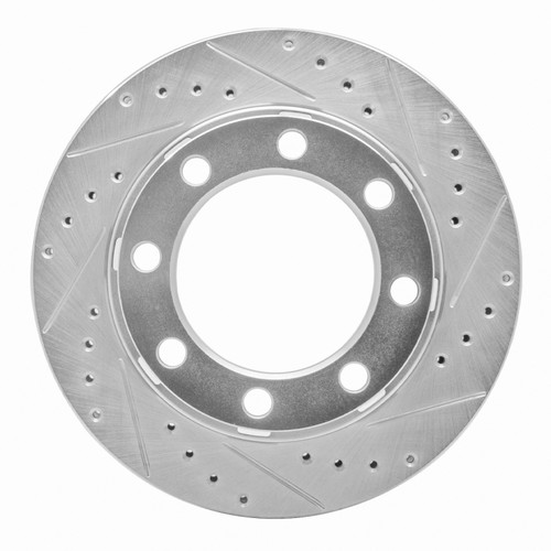 R1 75-93 Dodge W200 Front Right Drilled & Slotted Silver Brake Rotor