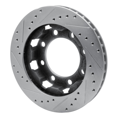 R1 75-93 Dodge W200 Front Right Drilled & Slotted Silver Brake Rotor