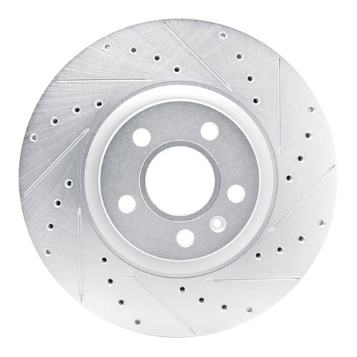 R1 17-25 Volvo S90 Front Right Drilled & Slotted Silver Brake Rotor