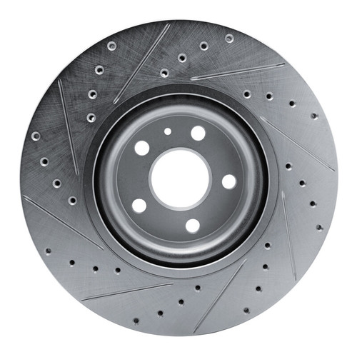 R1 17-25 Volvo S90 Front Right Drilled & Slotted Silver Brake Rotor