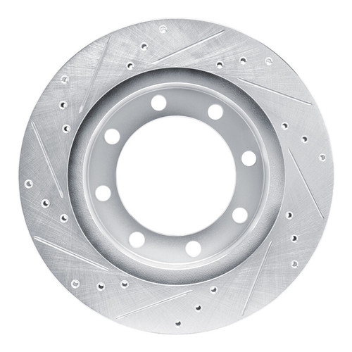 R1 80-93 Dodge W200 Front Right Drilled & Slotted Silver Brake Rotor