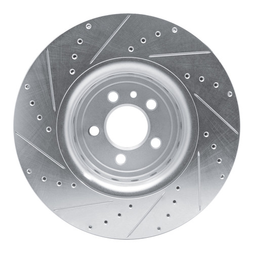 R1 14-23 Dodge Charger Front Right Drilled & Slotted Silver Brake Rotor