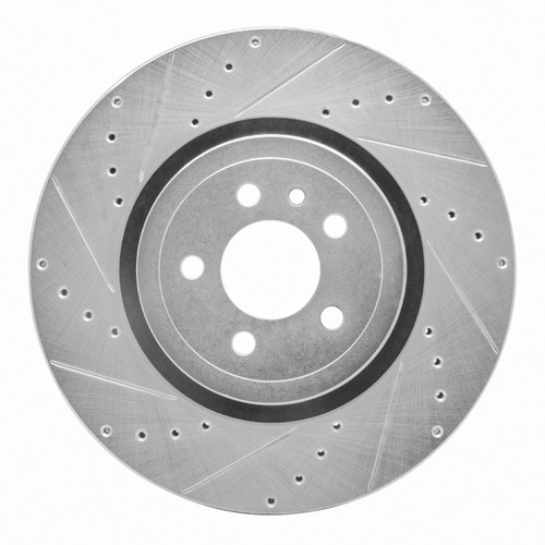 R1 14-23 Dodge Charger Front Left Drilled & Slotted Silver Brake Rotor