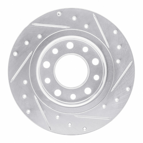 R1 13-16 Dodge DART Rear Left Drilled & Slotted Silver Brake Rotor