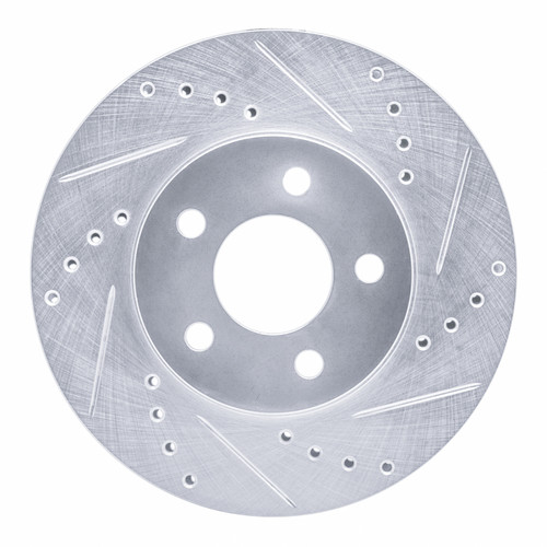 R1 00-05 Chrysler Neon Front Right Drilled & Slotted Silver Brake Rotor