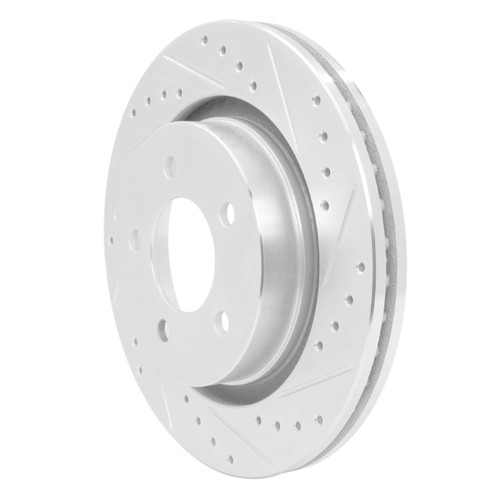 R1 99-04 Chrysler 300M Front Right Drilled & Slotted Silver Brake Rotor