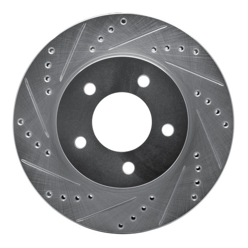 R1 98-00 Chrysler LHS Front Left Drilled & Slotted Silver Brake Rotor