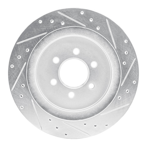 R1 92-02 Dodge Viper Rear Left Drilled & Slotted Silver Brake Rotor