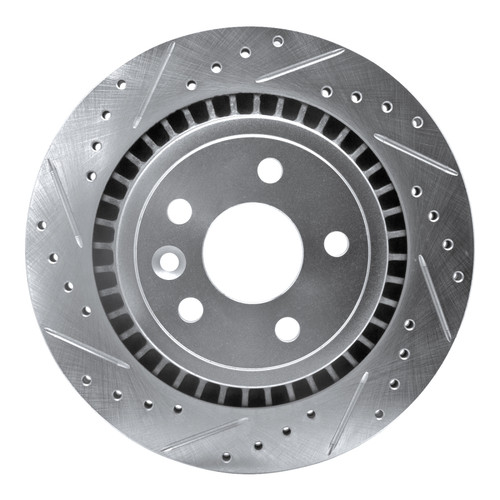 R1 10-17 Volvo XC60 Rear Left Drilled & Slotted Silver Brake Rotor