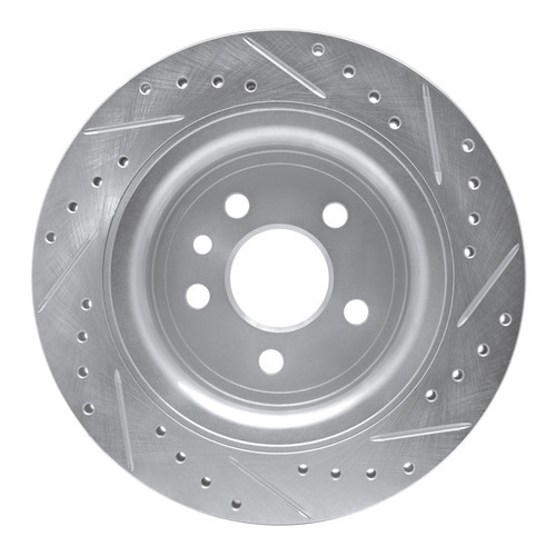 R1 10-17 Volvo XC60 Rear Left Drilled & Slotted Silver Brake Rotor