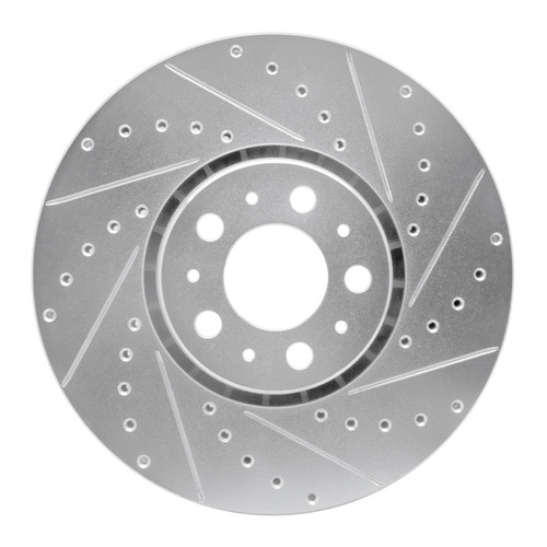 R1 03-14 Volvo XC90 Front Right Drilled & Slotted Silver Brake Rotor
