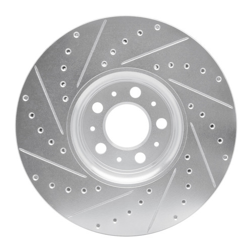 R1 03-14 Volvo XC90 Front Right Drilled & Slotted Silver Brake Rotor