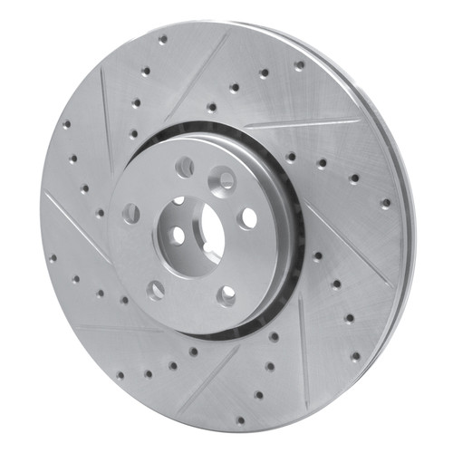 R1 10-16 Volvo XC60 Front Left Drilled & Slotted Silver Brake Rotor