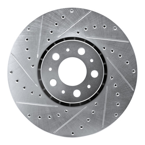 R1 03-14 Volvo XC90 Front Left Drilled & Slotted Silver Brake Rotor