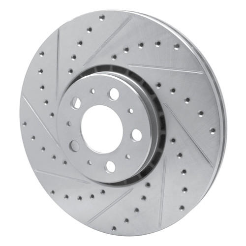 R1 03-14 Volvo XC90 Front Left Drilled & Slotted Silver Brake Rotor
