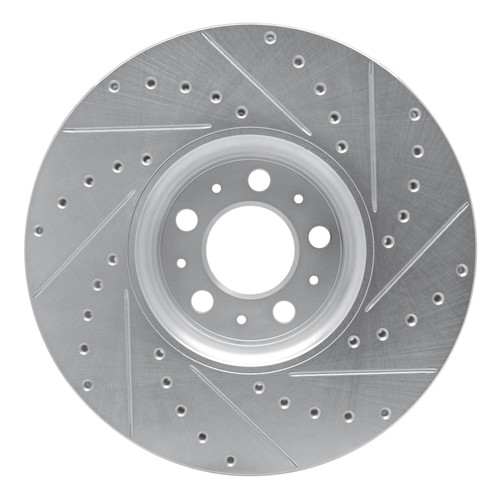 R1 03-14 Volvo XC90 Front Left Drilled & Slotted Silver Brake Rotor