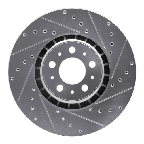 R1 03-09 Volvo XC90 Front Right Drilled & Slotted Silver Brake Rotor