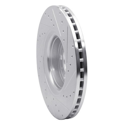 R1 03-09 Volvo XC90 Front Left Drilled & Slotted Silver Brake Rotor