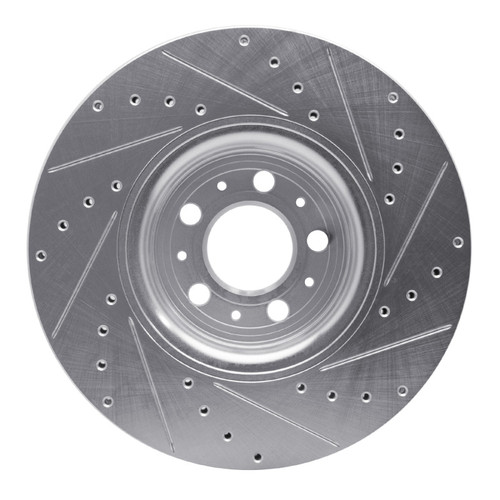 R1 03-09 Volvo XC90 Front Left Drilled & Slotted Silver Brake Rotor