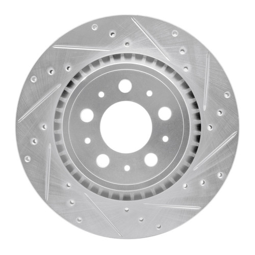 R1 03-14 Volvo XC90 Rear Right Drilled & Slotted Silver Brake Rotor