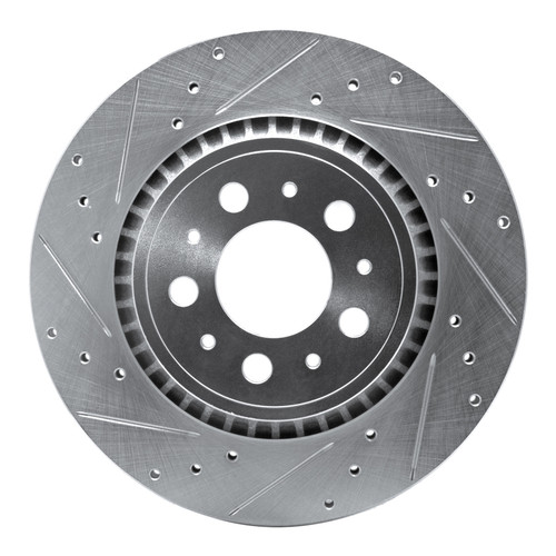 R1 03-14 Volvo XC90 Rear Left Drilled & Slotted Silver Brake Rotor
