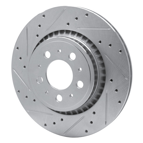 R1 03-14 Volvo XC90 Rear Left Drilled & Slotted Silver Brake Rotor