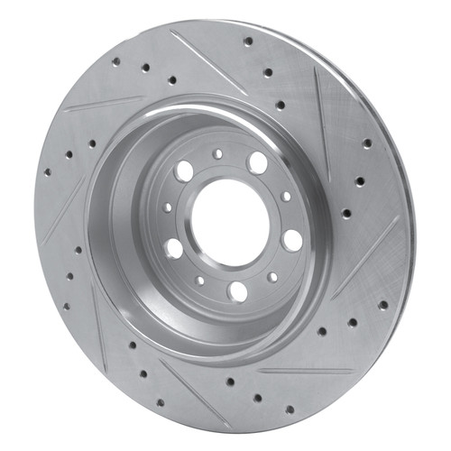 R1 03-14 Volvo XC90 Rear Left Drilled & Slotted Silver Brake Rotor