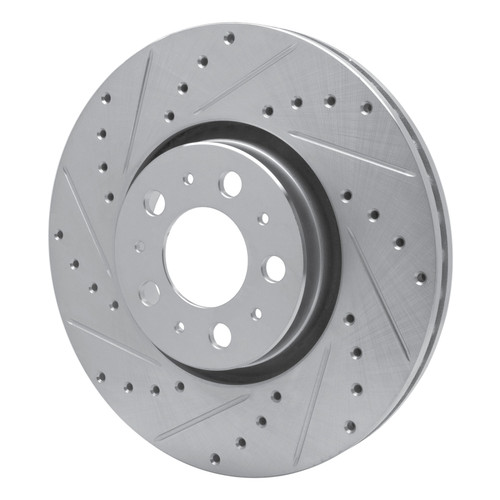 R1 03-09 Volvo S60 Front Left Drilled & Slotted Silver Brake Rotor