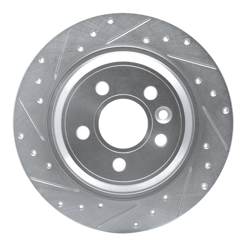 R1 07-18 Volvo V60 Cross Country Rear Left Drilled & Slotted Silver Brake Rotor