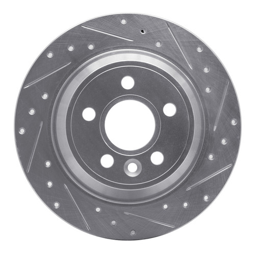 R1 07-10 Volvo S80 Rear Right Drilled & Slotted Silver Brake Rotor