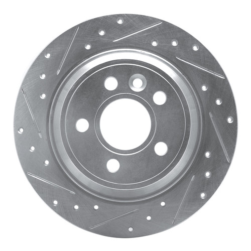 R1 07-10 Volvo S80 Rear Left Drilled & Slotted Silver Brake Rotor