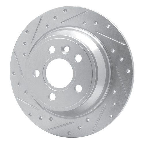 R1 07-10 Volvo S80 Rear Left Drilled & Slotted Silver Brake Rotor