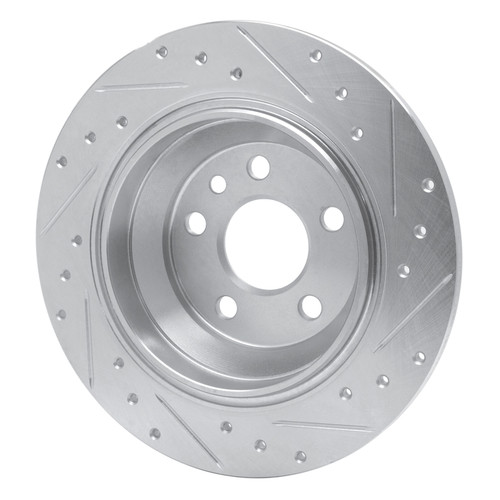 R1 07-10 Volvo S80 Rear Left Drilled & Slotted Silver Brake Rotor
