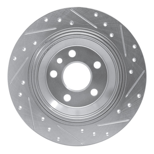 R1 07-10 Volvo S80 Rear Left Drilled & Slotted Silver Brake Rotor