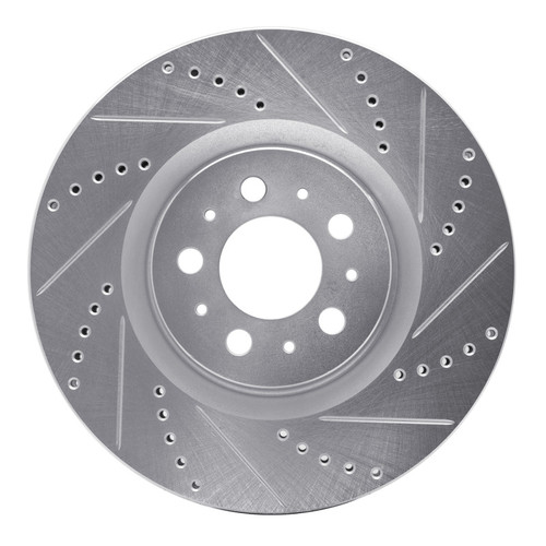 R1 04-07 Volvo V70 Front Right Drilled & Slotted Silver Brake Rotor