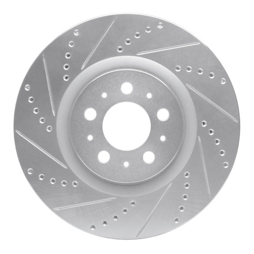 R1 04-07 Volvo V70 Front Left Drilled & Slotted Silver Brake Rotor