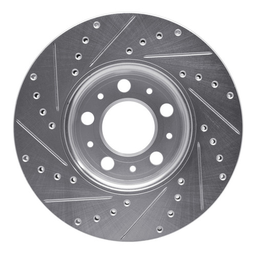 R1 99-09 Volvo S60 Front Right Drilled & Slotted Silver Brake Rotor