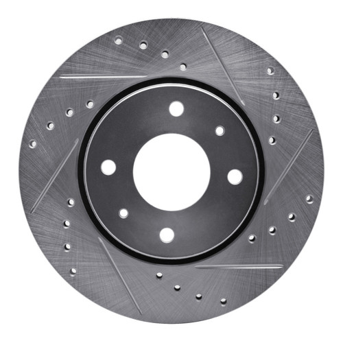 R1 00-04 Volvo V40 Front Right Drilled & Slotted Silver Brake Rotor