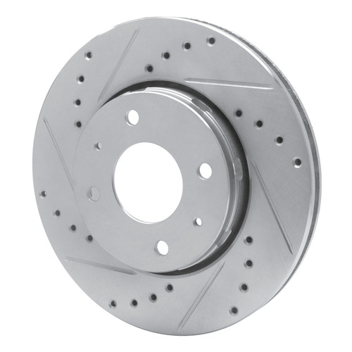 R1 00-04 Volvo S40 Front Left Drilled & Slotted Silver Brake Rotor