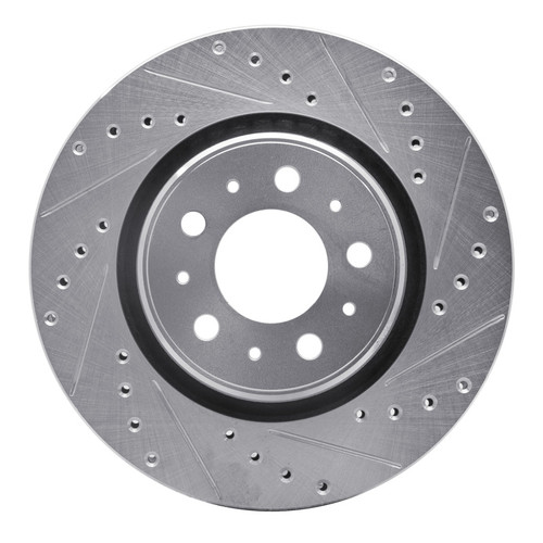 R1 98-04 Volvo C70 Front Right Drilled & Slotted Silver Brake Rotor