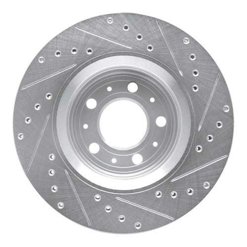 R1 98-04 Volvo C70 Front Left Drilled & Slotted Silver Brake Rotor